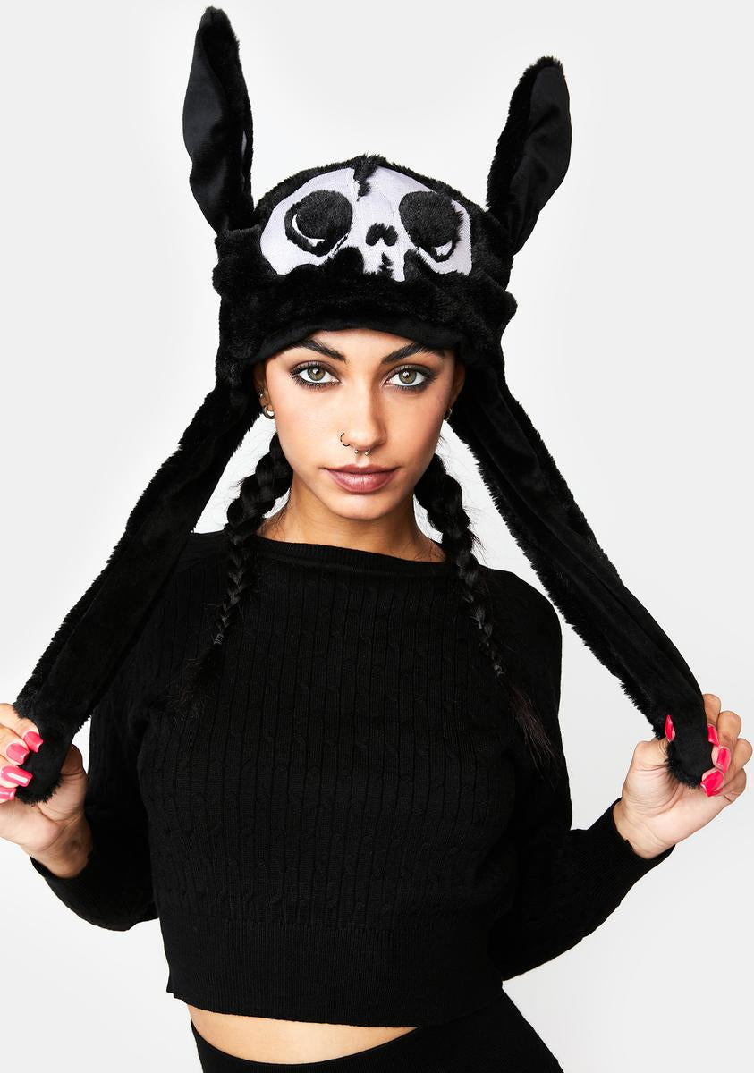 black bunny hat with moving ears