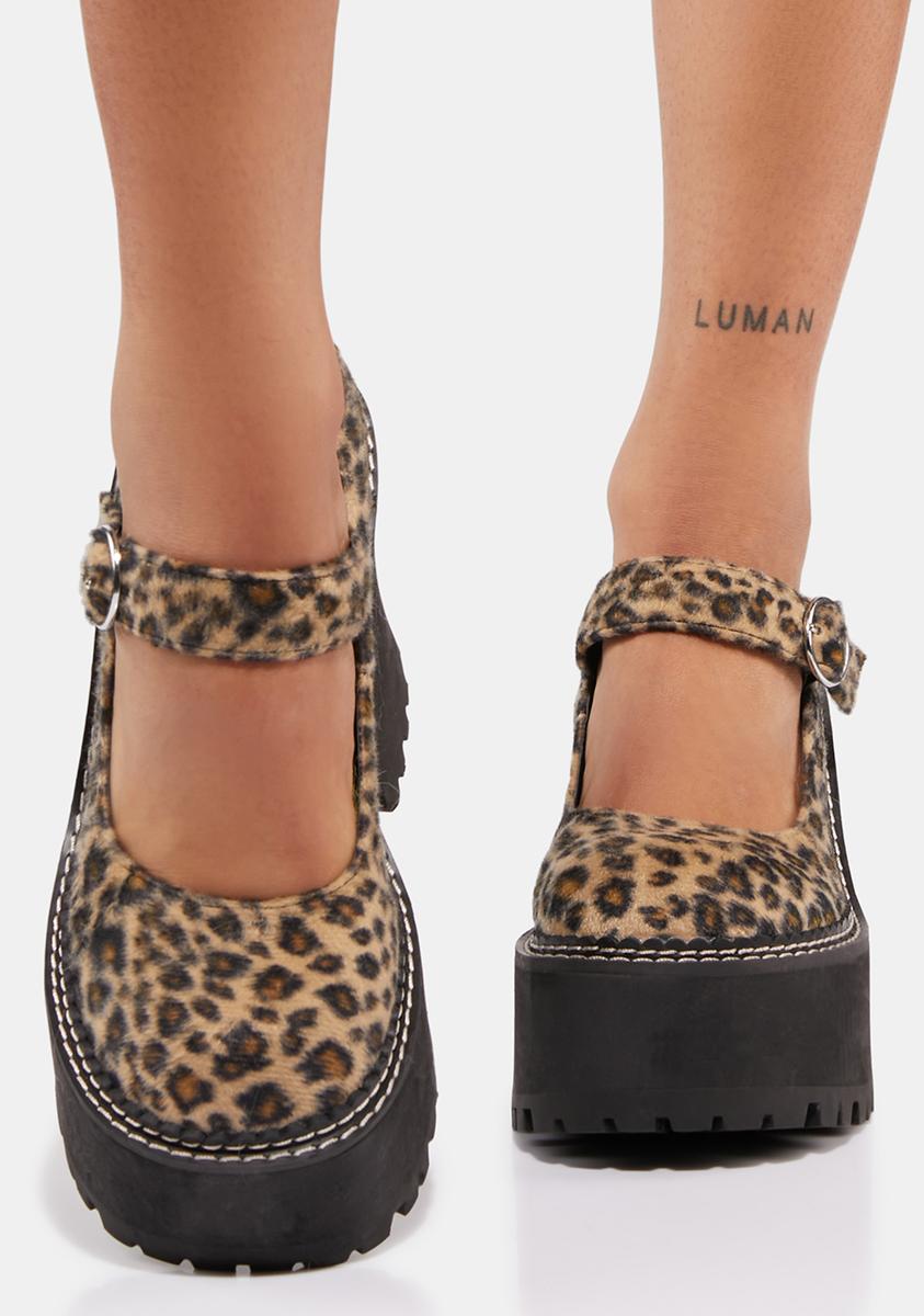 Delia s Flared Heel Chunky Platform Mary Janes Leopard Dolls Kill