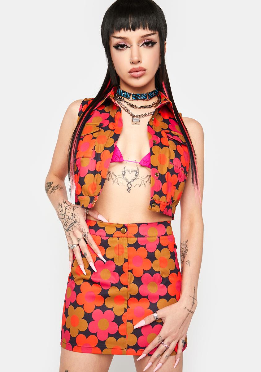 Push My Daisies Floral Mini Skirt,Specials : American Fashion Style Bags On Sale