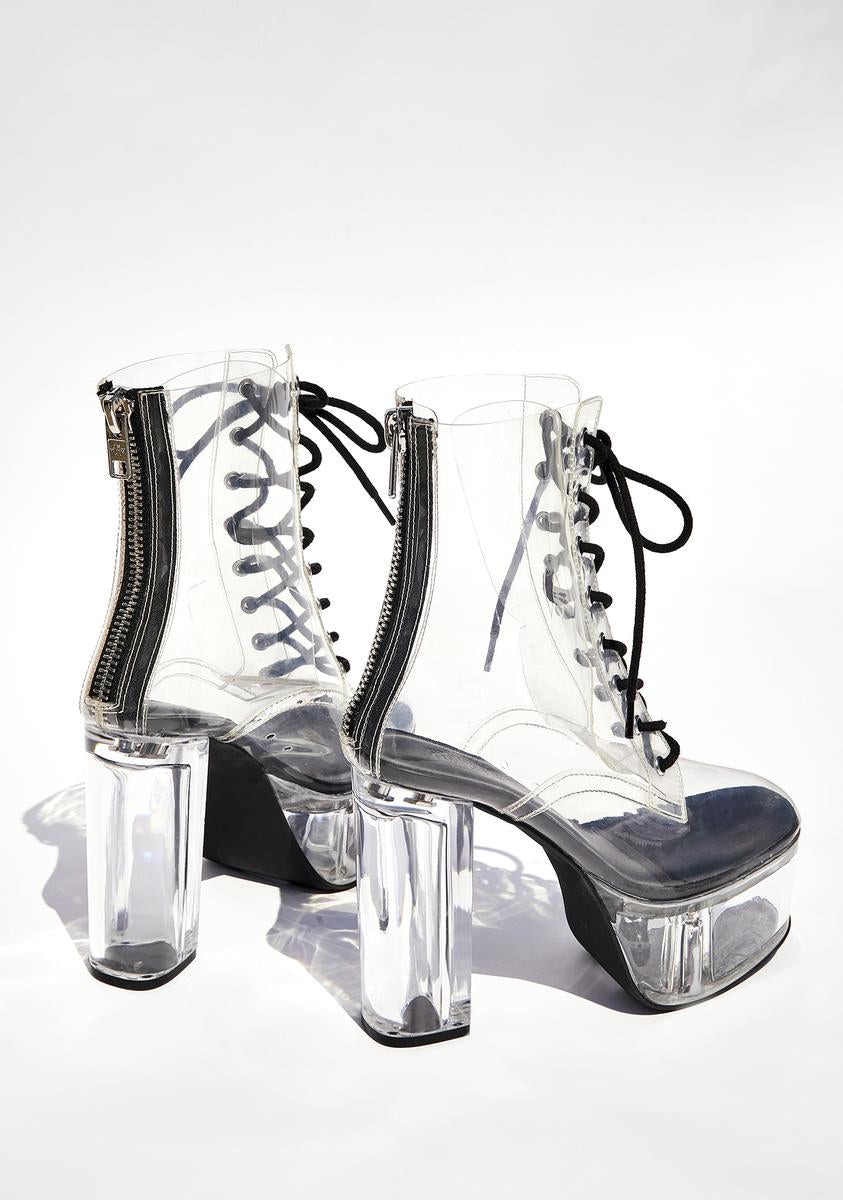 Current Mood Clear PVC Platform Heeled Boots – Dolls Kill
