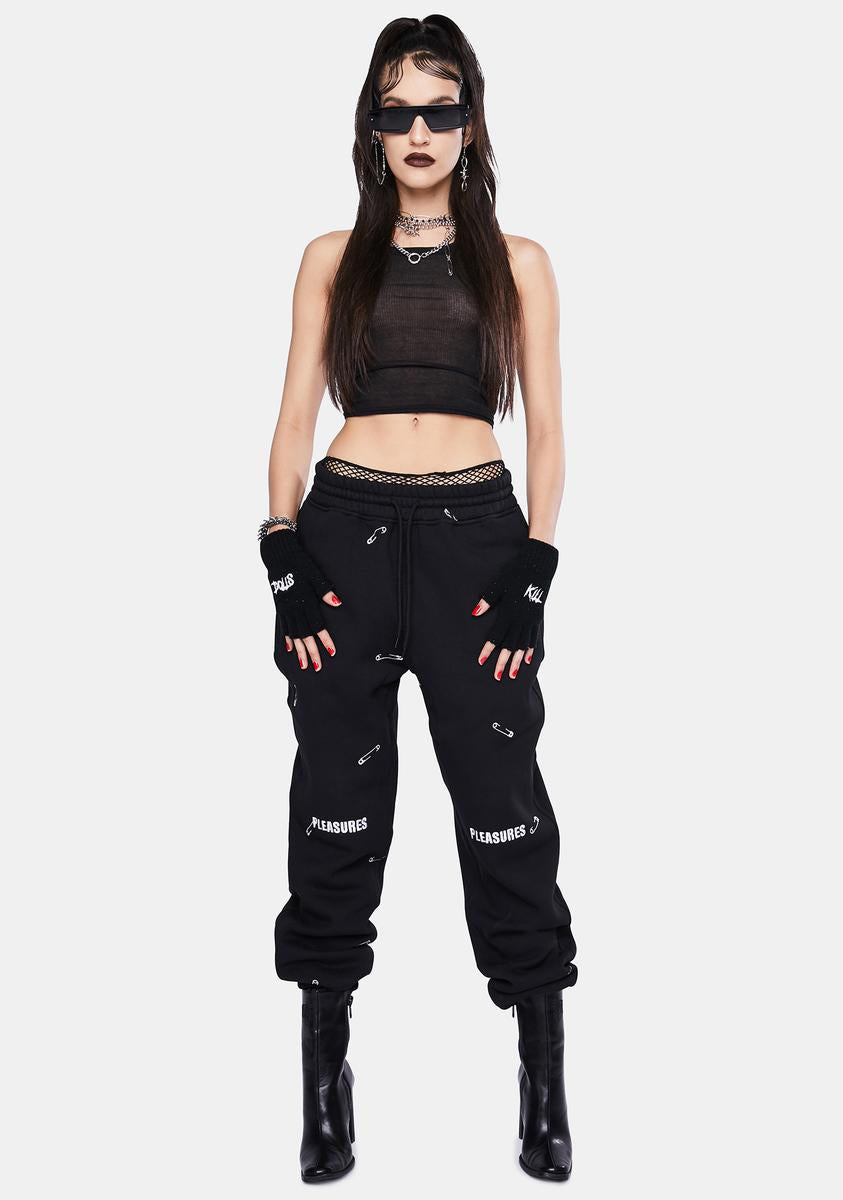 Pleasures Safety Pin Embroidered Sweatpants Dolls Kill