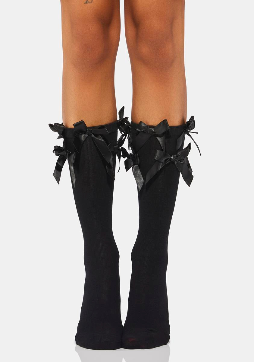 Ribbon Bow Crew Socks - Black – Dolls Kill