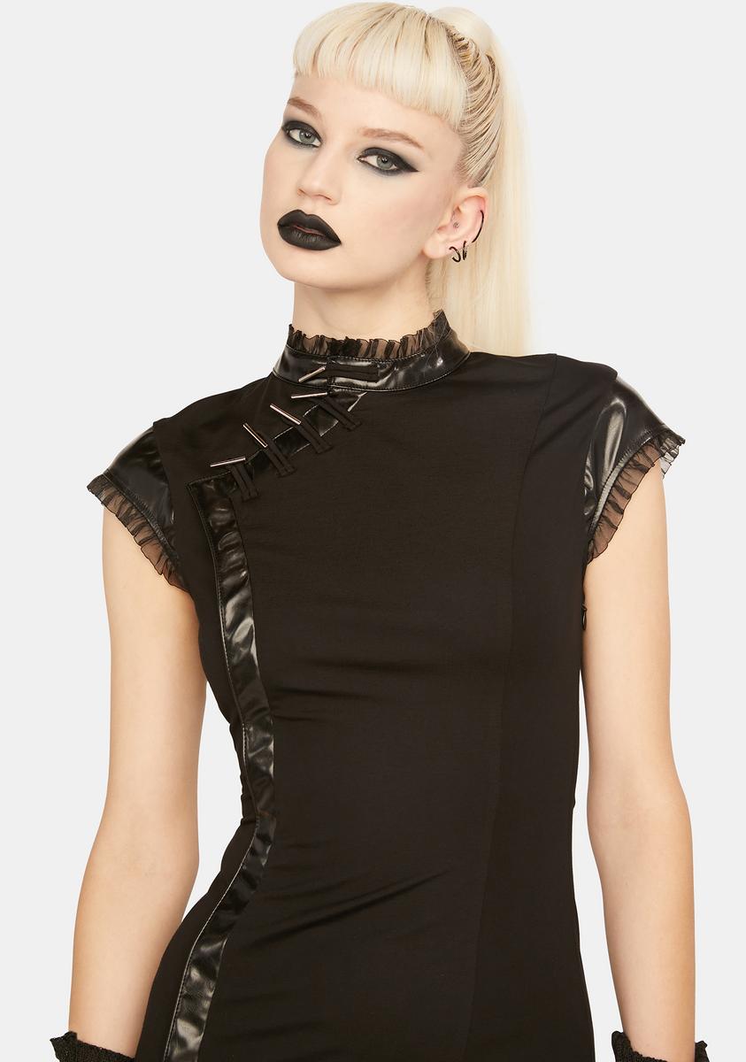 red night gothic collar mini dress High Neck Midi Dress