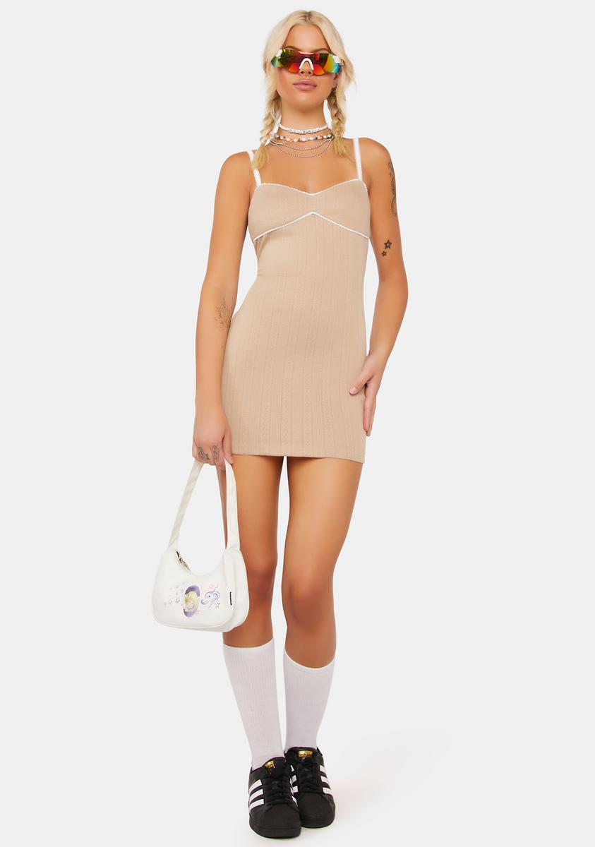 edikted pointelle ruffle mini dress Edikted Pointelle Knit Mini Dress