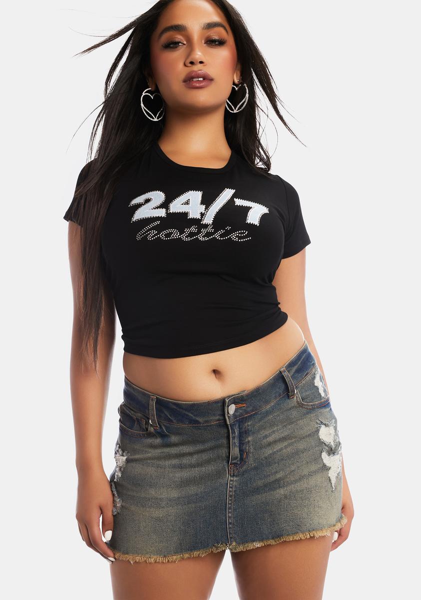 Plus Size Generation Kiss Distressed Denim Low Rise V Waistband