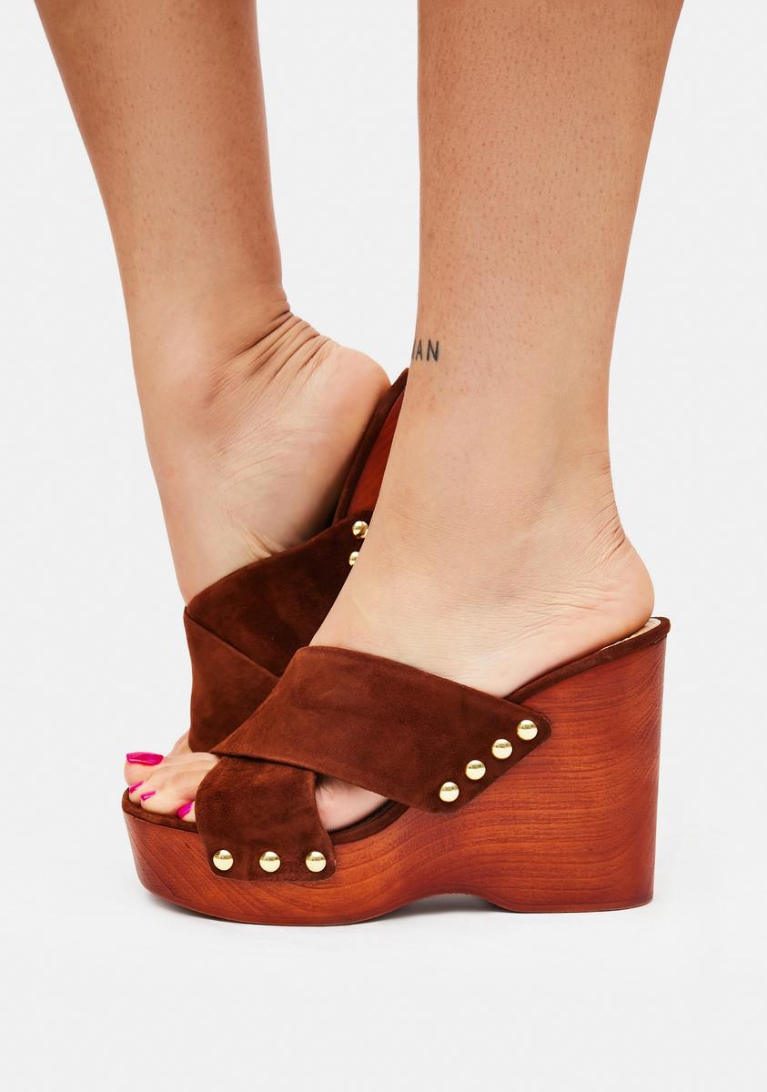 Brown Suede Emiko Wedge Heels Steve Madden,All Products : American Fashion Style Bags On Sale