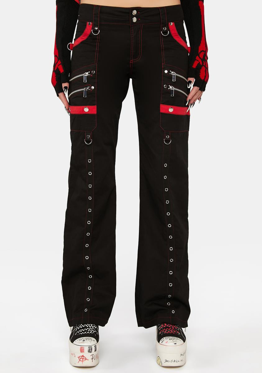 Current Mood Low-Rise Bondage Pants - Red/Black – Dolls Kill