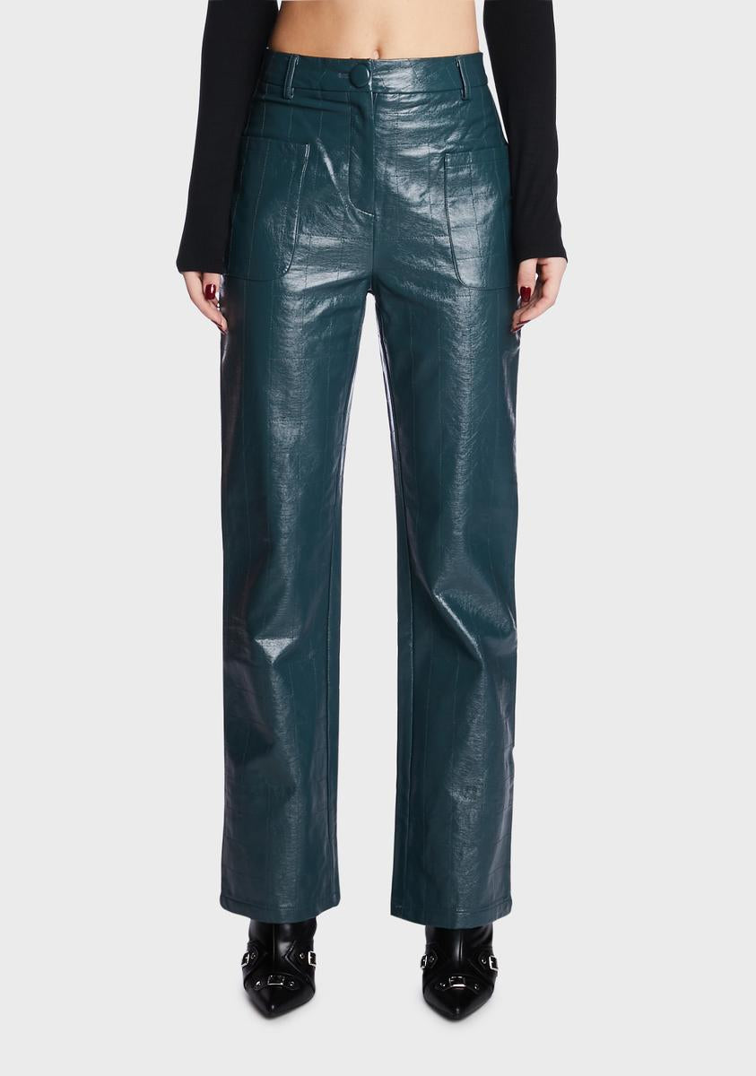 Frankey Check Stitch Faux Leather Trousers 4TH & RECKLESS,New Products : American Fashion Style Bags On Sale