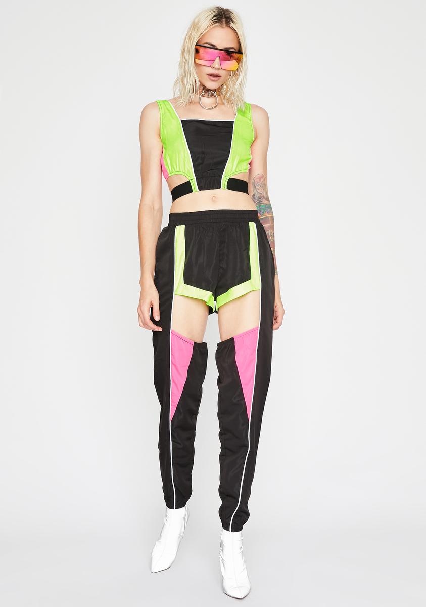 Reflective Chaps Pant Set Black Pink Green – Dolls Kill