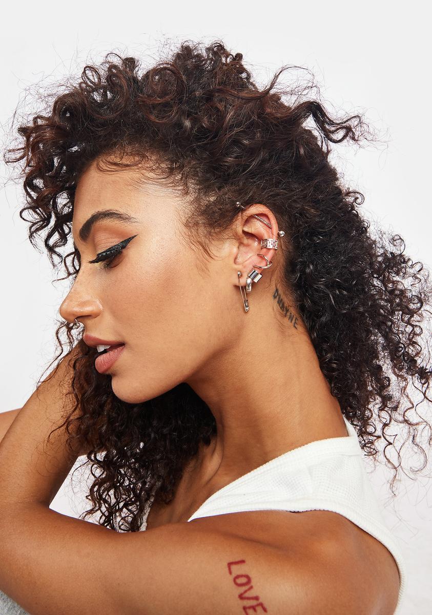 Five Piece Earring And Cuff Set Silver Dolls Kill