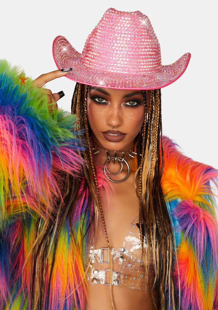 Pink Iridescent Rhinestone Cowboy Hat – Dolls Kill
