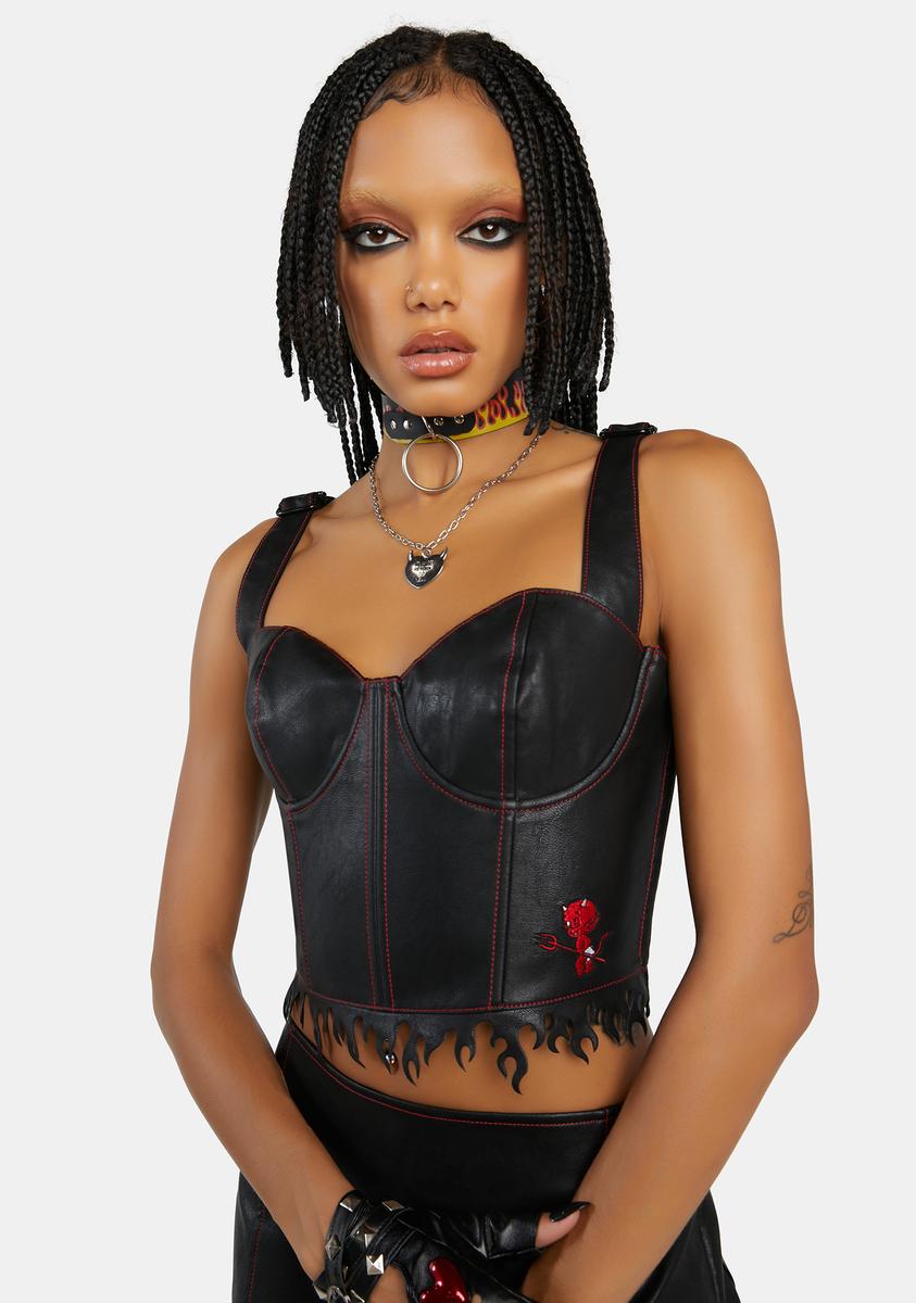 Return To Hell Vegan Leather Corset Dolls Kill x Hot Stuff Casper,New Products : American Fashion Style Bags On Sale