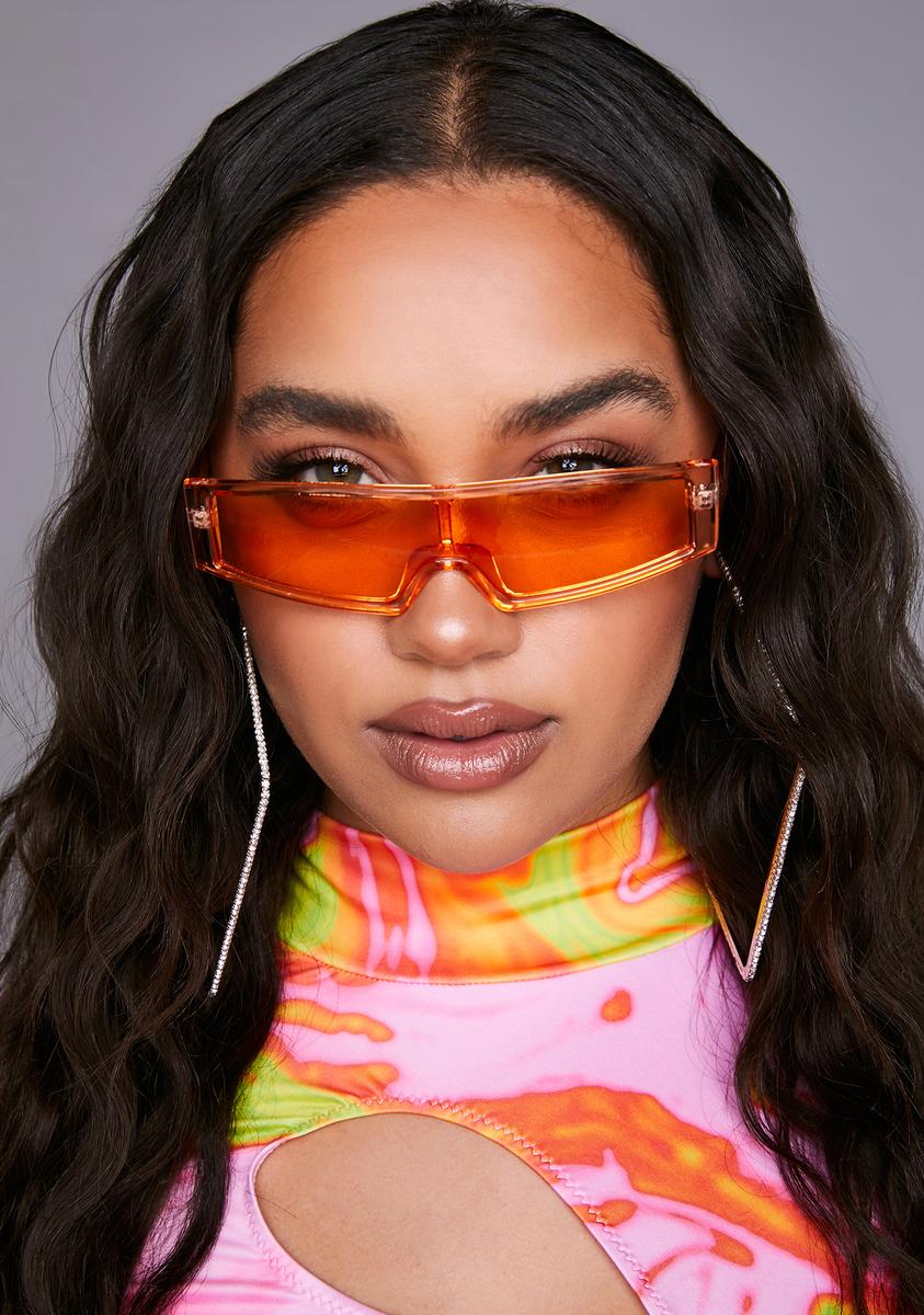 Slim Transparent Shield Sunglasses - Orange – Dolls Kill