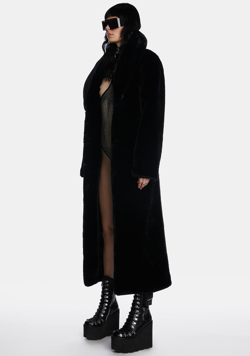 Club Exx Faux Fur Maxi Coat Black Dolls Kill