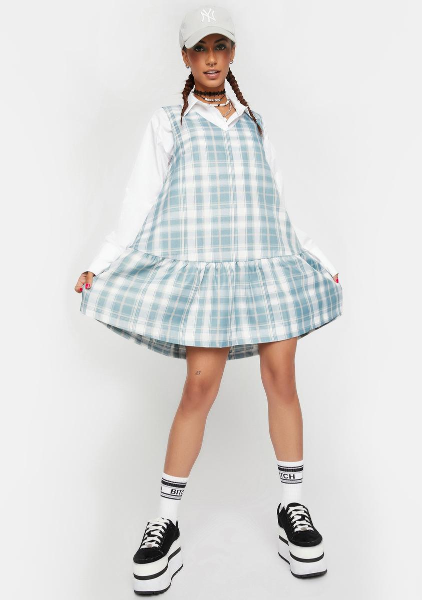 Daisy Street Plaid Pinafore Dress – Dolls Kill