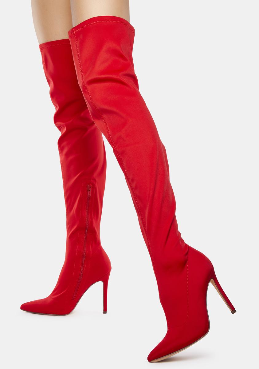 Off Duty Diva Thigh High Boots - Red – Dolls Kill