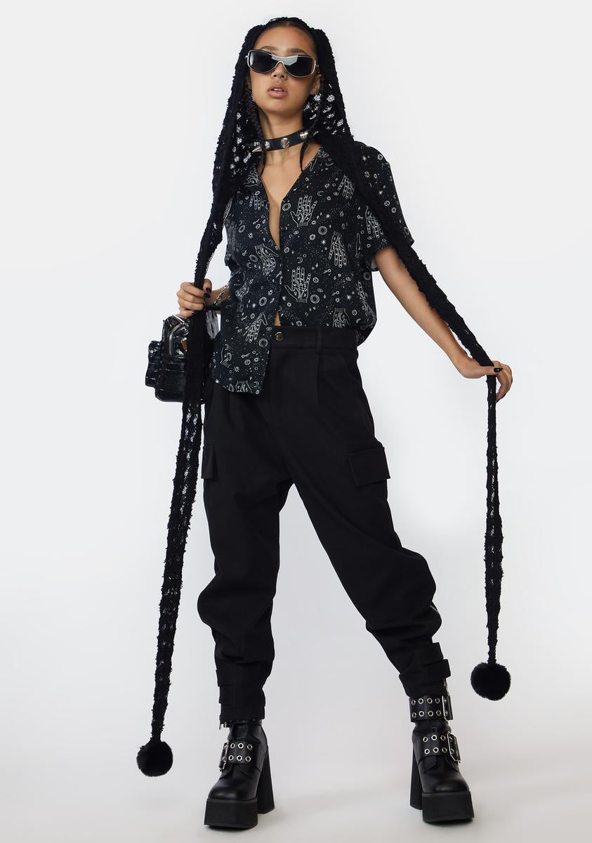 Punk Rave Knit Scarf With Pom Poms - Black – Dolls Kill