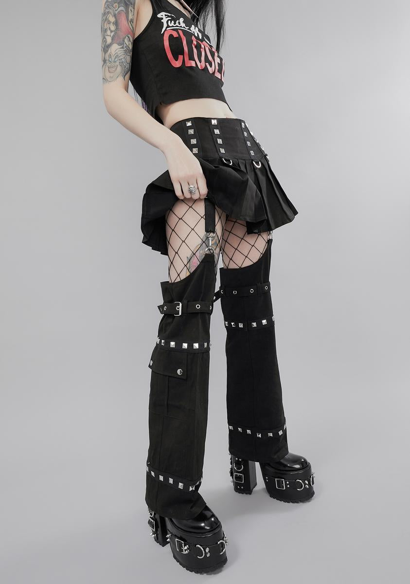Widow Pleated Mini Skirt With Attached Legs – Dolls Kill