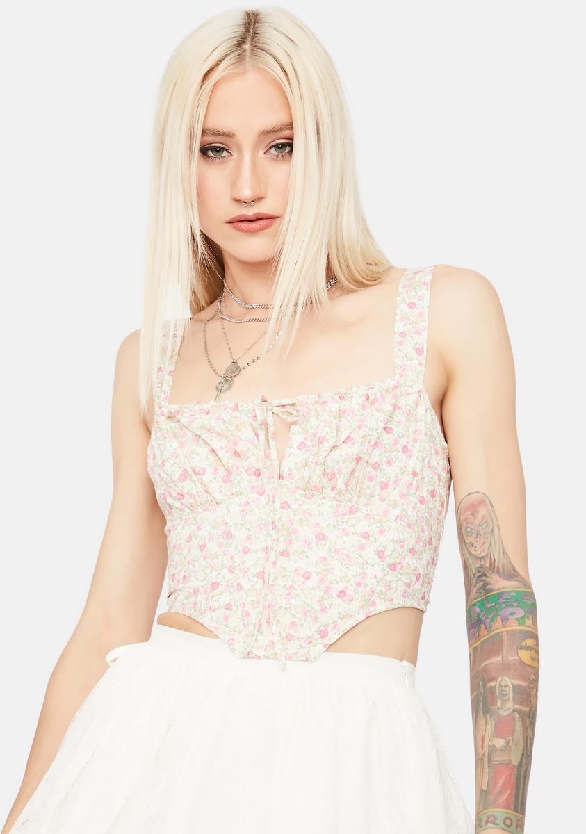 Sweet Wishing For Summer Floral Crop Top,New Products : American Fashion Style Bags On Sale