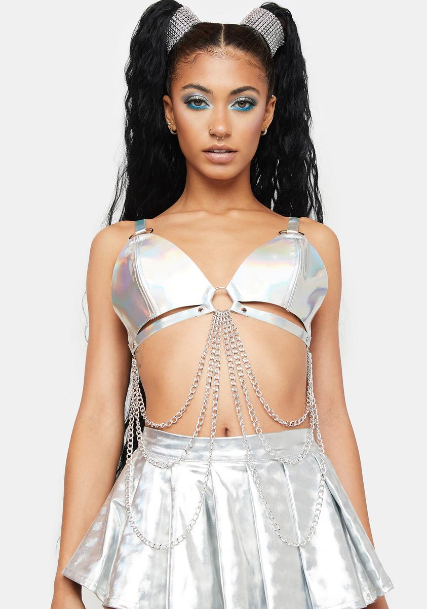 Burst Of Light Holographic Bra Top,All Products : American Fashion Style Bags On Sale