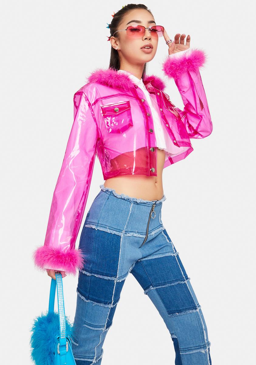 Vinyl Trucker Jacket Red PVC Women's Shiny PVC Vinyl Jacket USA