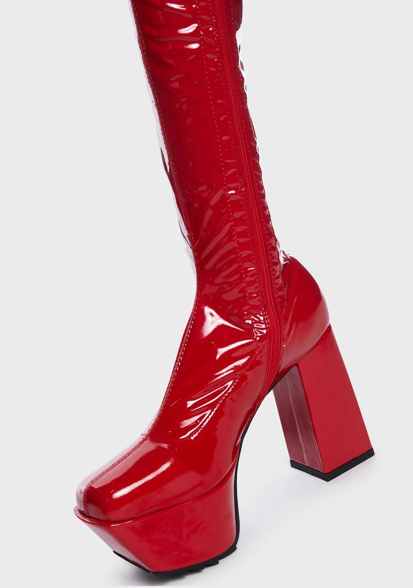 Sig til side Salg korroderer Lamoda Patent Thigh High Sock Boots - Red – Dolls Kill