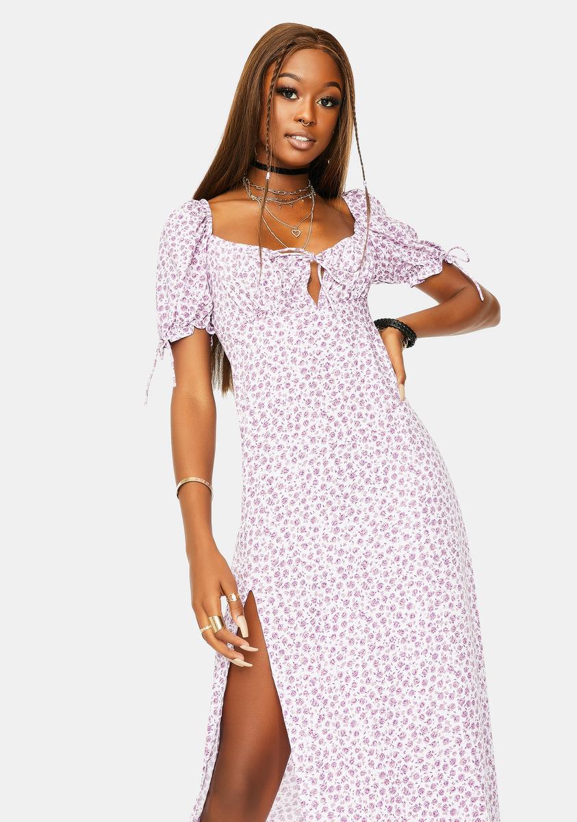 Motel Ditsy Rose Lilac Cello Midi Dress – Dolls Kill