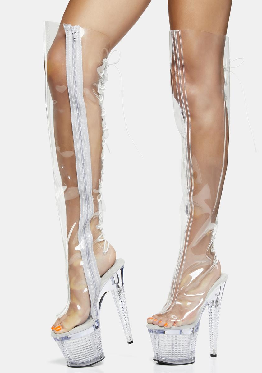 Clear pleaser boots shop