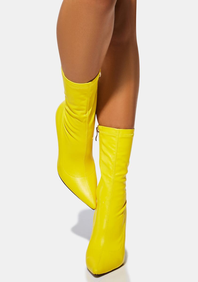 Azalea Wang Vegan Leather Pointed Toe Mid Calf Stiletto Heels