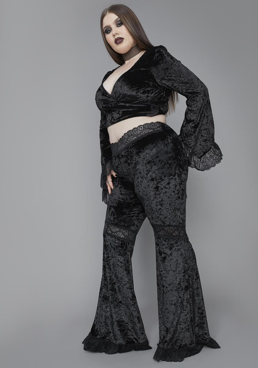 Plus size velvet bell bottoms hotsell