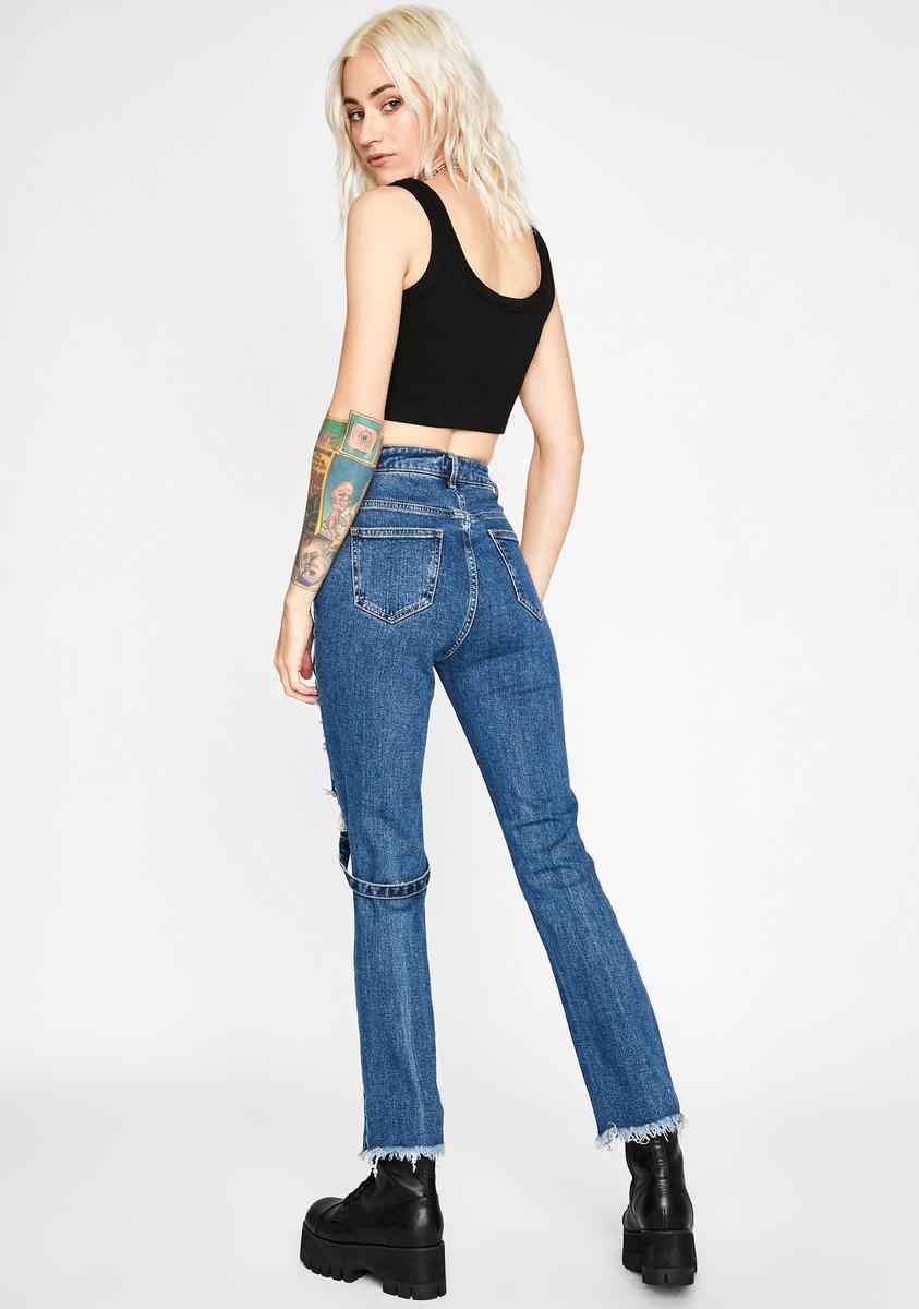 Distressed Skinny Harness Jeans – Dolls Kill