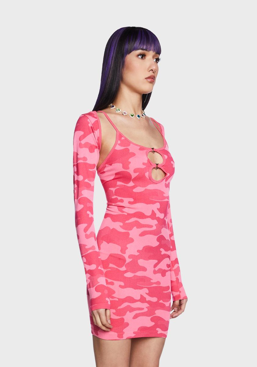 NGOrder Camo Cutout Mini Dress And Shrug Pink Dolls Kill