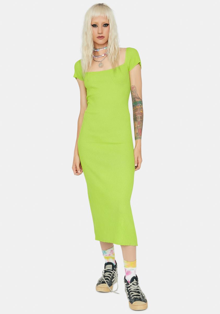 Chartreuse Severe In Here Ribbed Maxi Dress,Specials : American Fashion Style Bags On Sale