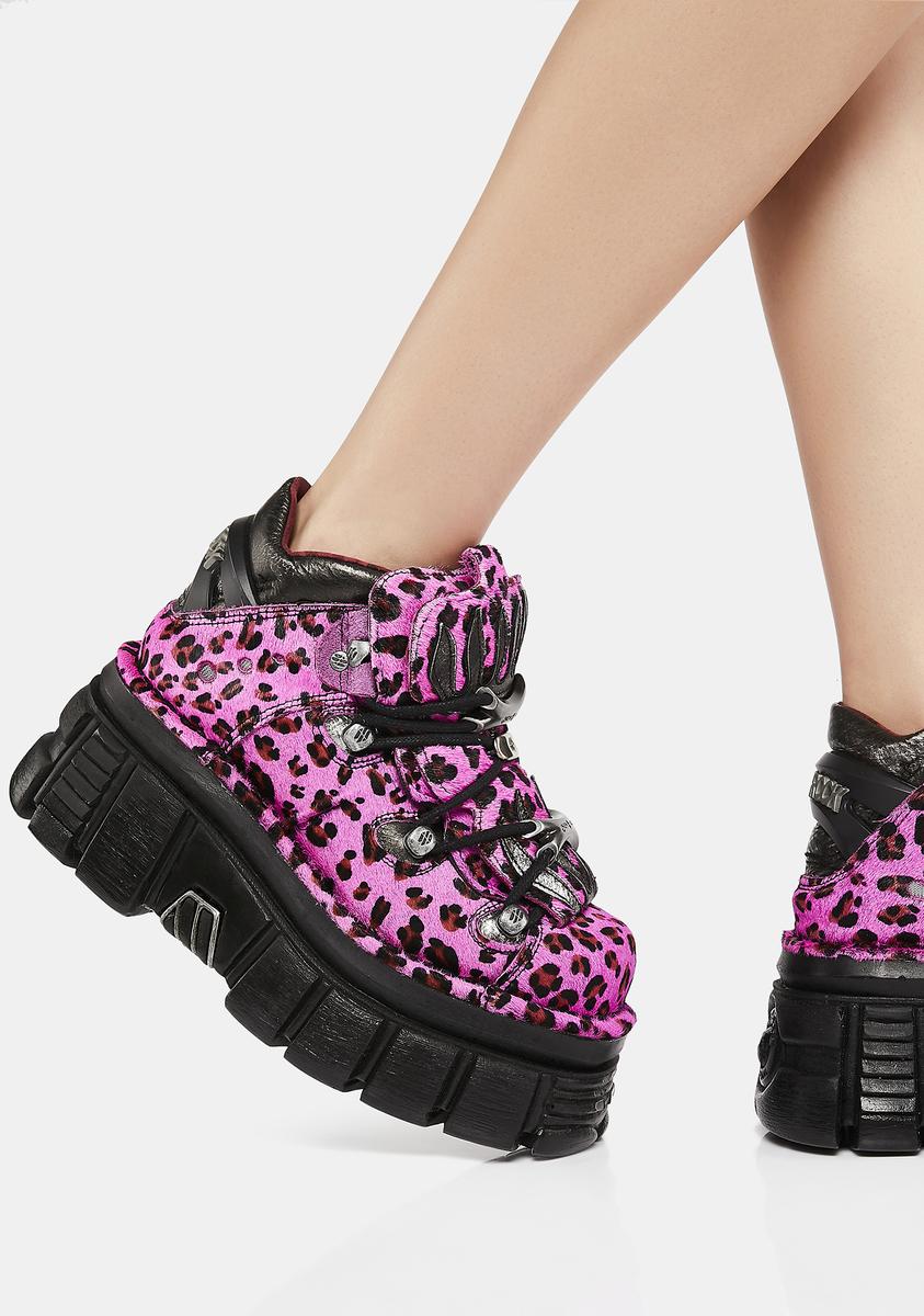 Rock Leopard New Rock Leopard Print Chunky Platform Ankle Boots - Pink/Black – Dolls ...