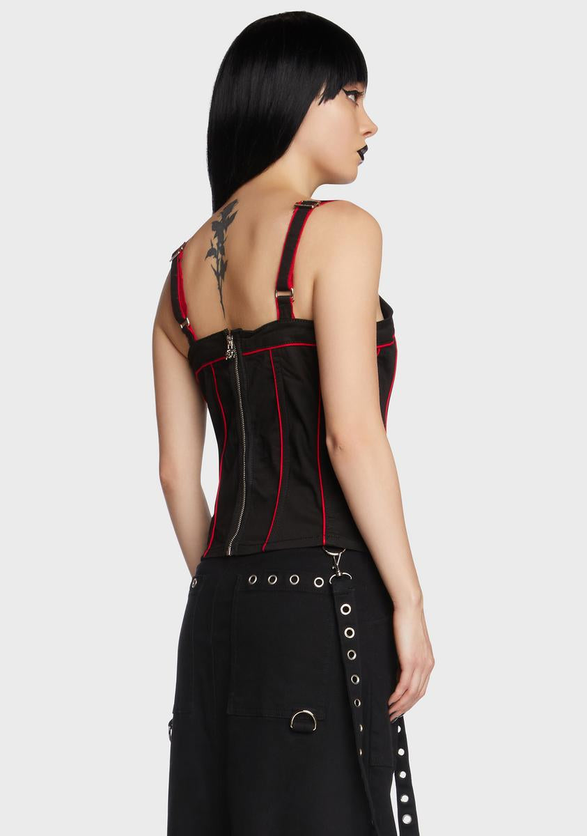 Tripp NYC Contrast Colored Corset Top - Black/Red – Dolls Kill