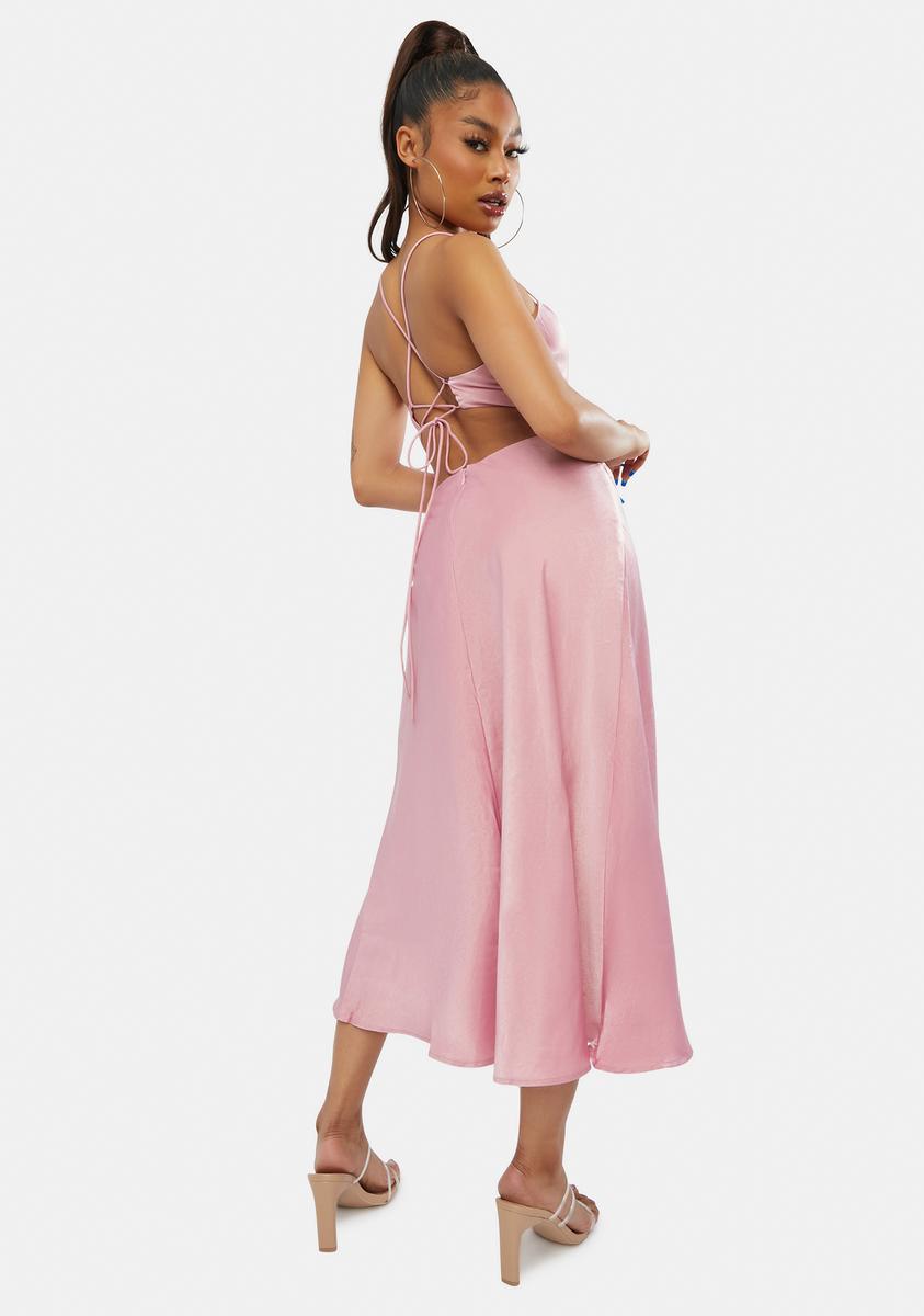 dolls kill pink satin dress Prom Night Prophecy Slip Dress
