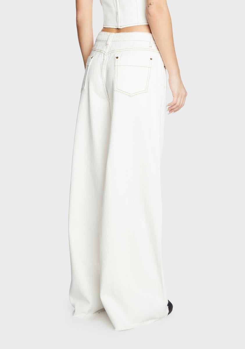 Lioness Baggy Wide Leg Denim Jeans White Dolls Kill