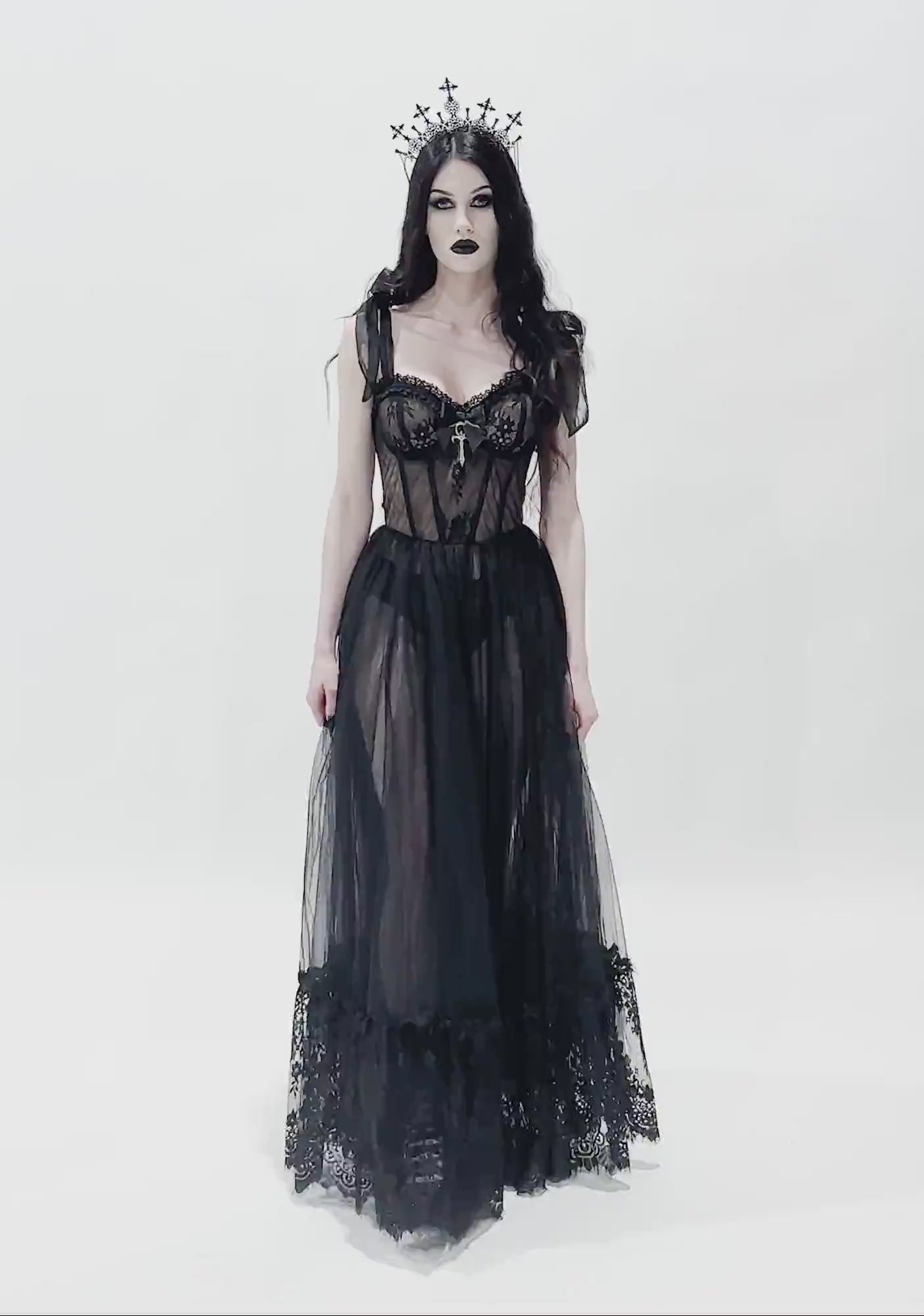 dance with death maxi dress Widow Gothic Lace Bustier Sleeveless Straight Tulle 52% Polyester Color:Greenery (LightGreen) UoCefik Women's Cocktail Party