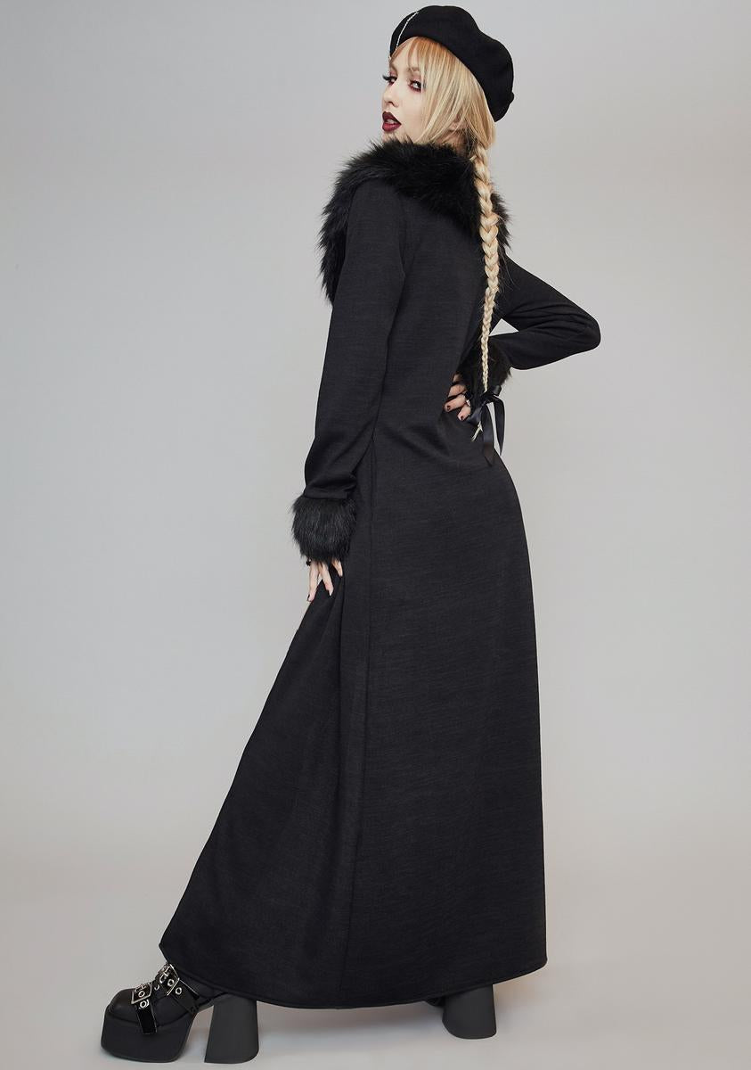 Widow Faux Fur Knit Ribbed Duster - Black – Dolls Kill