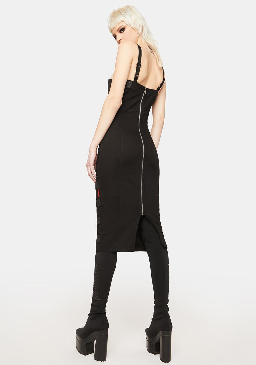 Tripp NYC Buckle Strap Bodycon Midi Dress