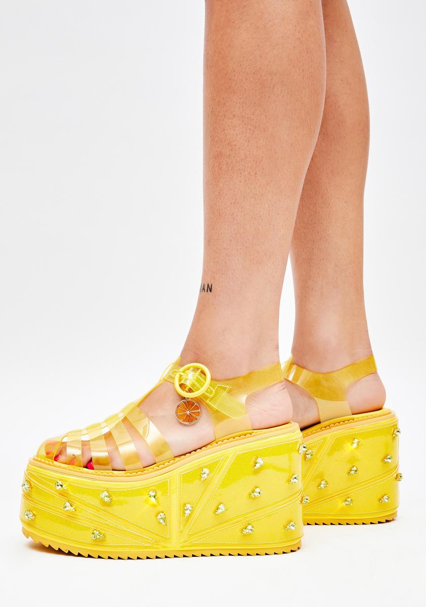 Sugar Thrillz Platform Jelly Sandals - Yellow – Dolls Kill