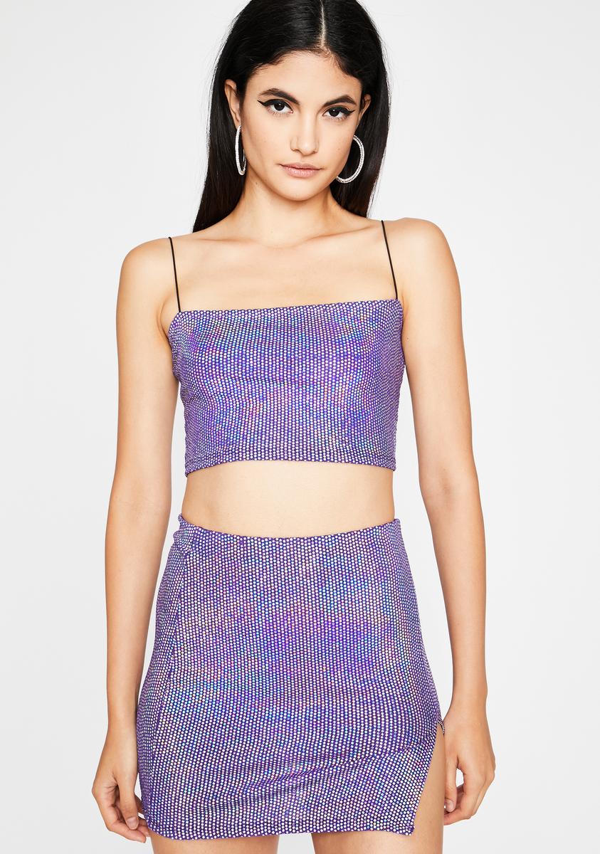 Purple Holographic Sequin Skirt Set – Dolls Kill