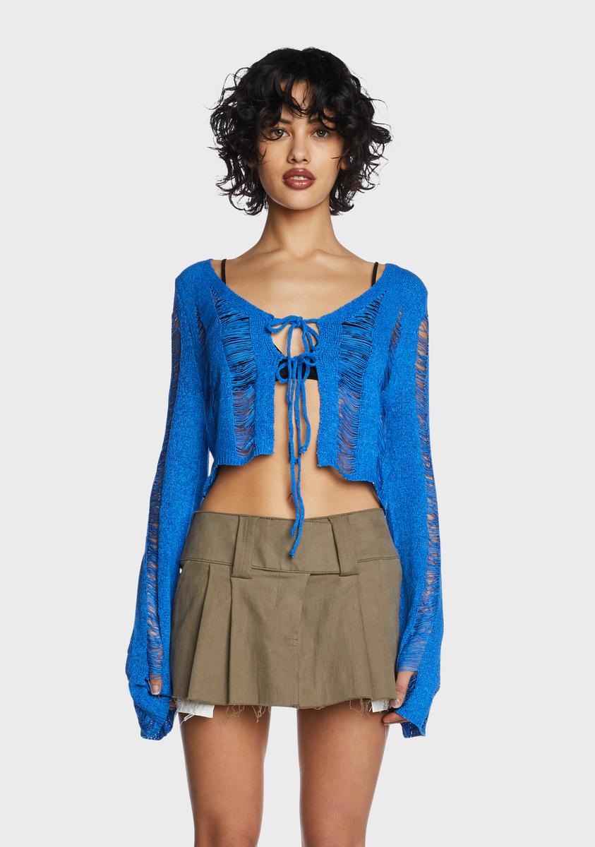 Cobalt Grunge Redemption Distressed Cardigan,New Products : American Fashion Style Bags On Sale Cobalt Grunge Redemption Distressed Cardigan,New Products : American Fashion Style Bags On Sale