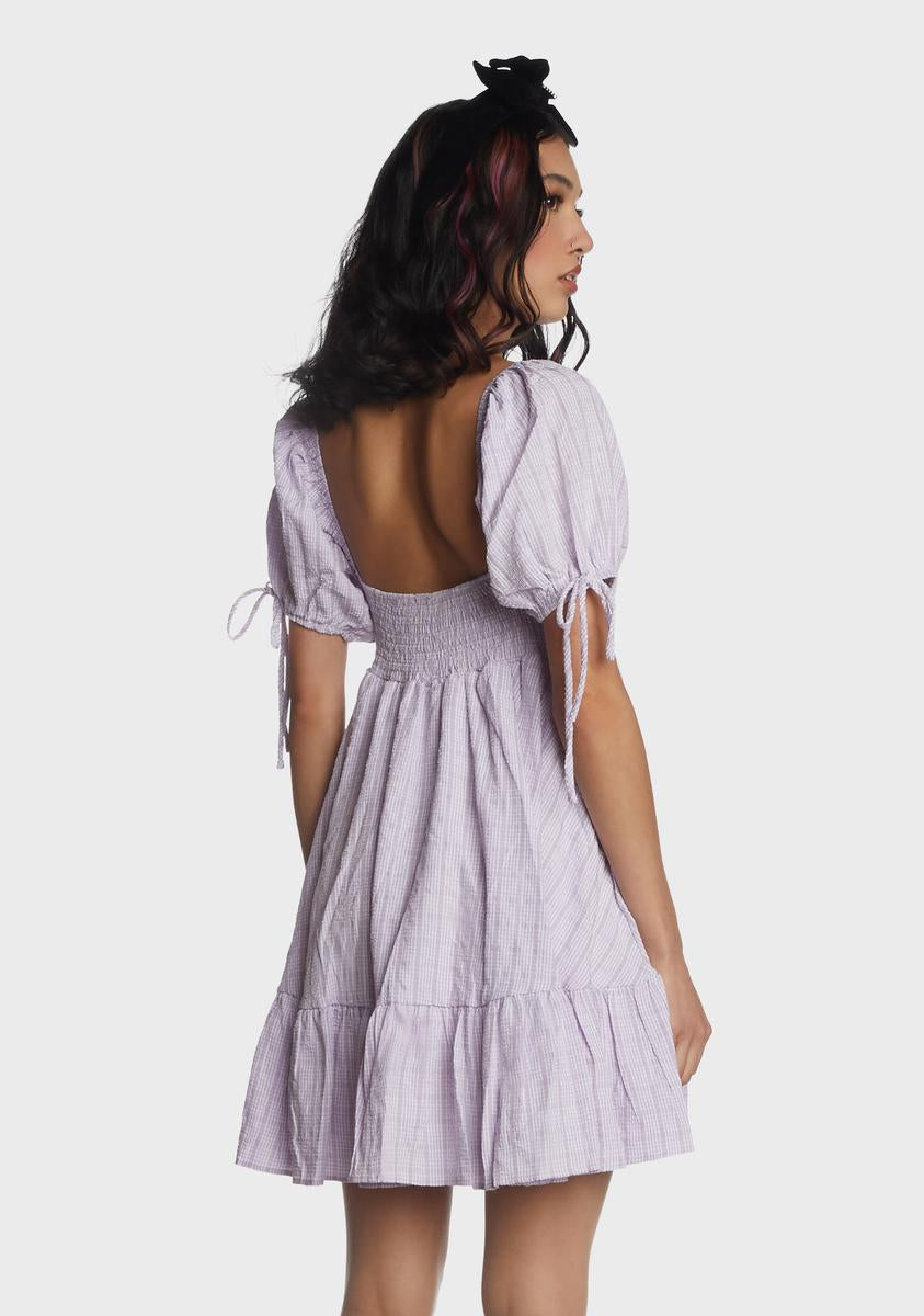 chloe purple babydoll dress Mini cape dress in washed silk satin & lace Purple