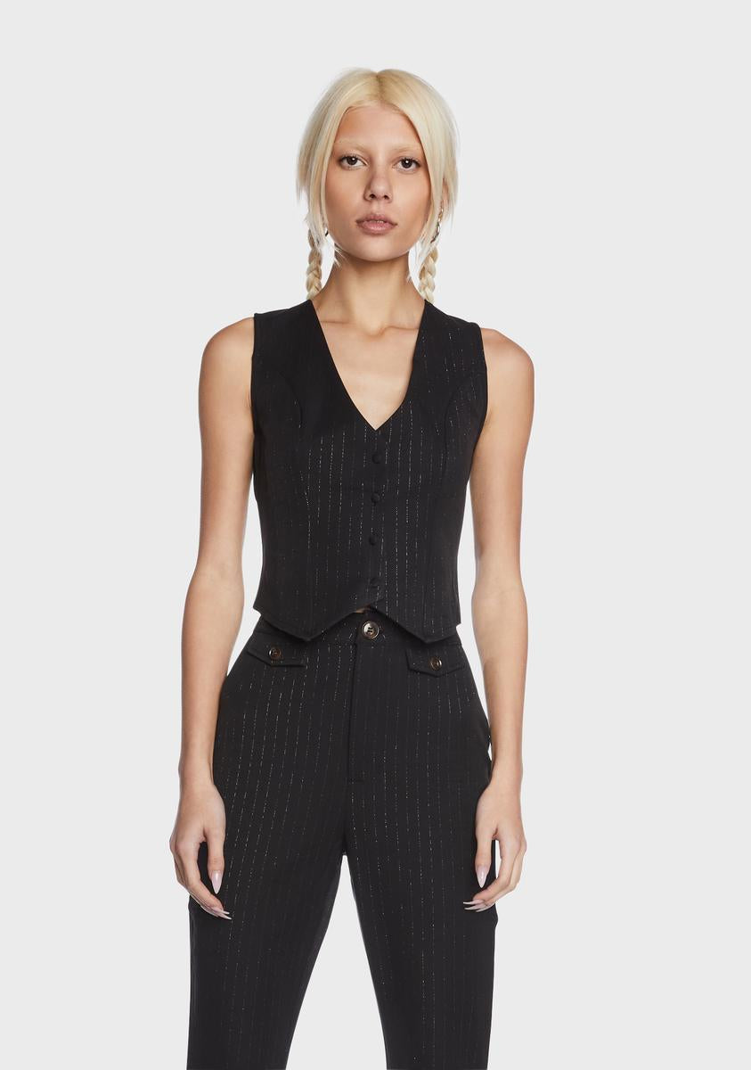 Pinstripe Fitted Vest Daisy Street,New Products : American Fashion Style Bags On Sale