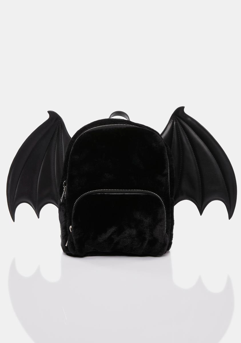 betsey johnson black bat winged mini backpack The Grave Girls Faux Fur Bat Mini Backpack