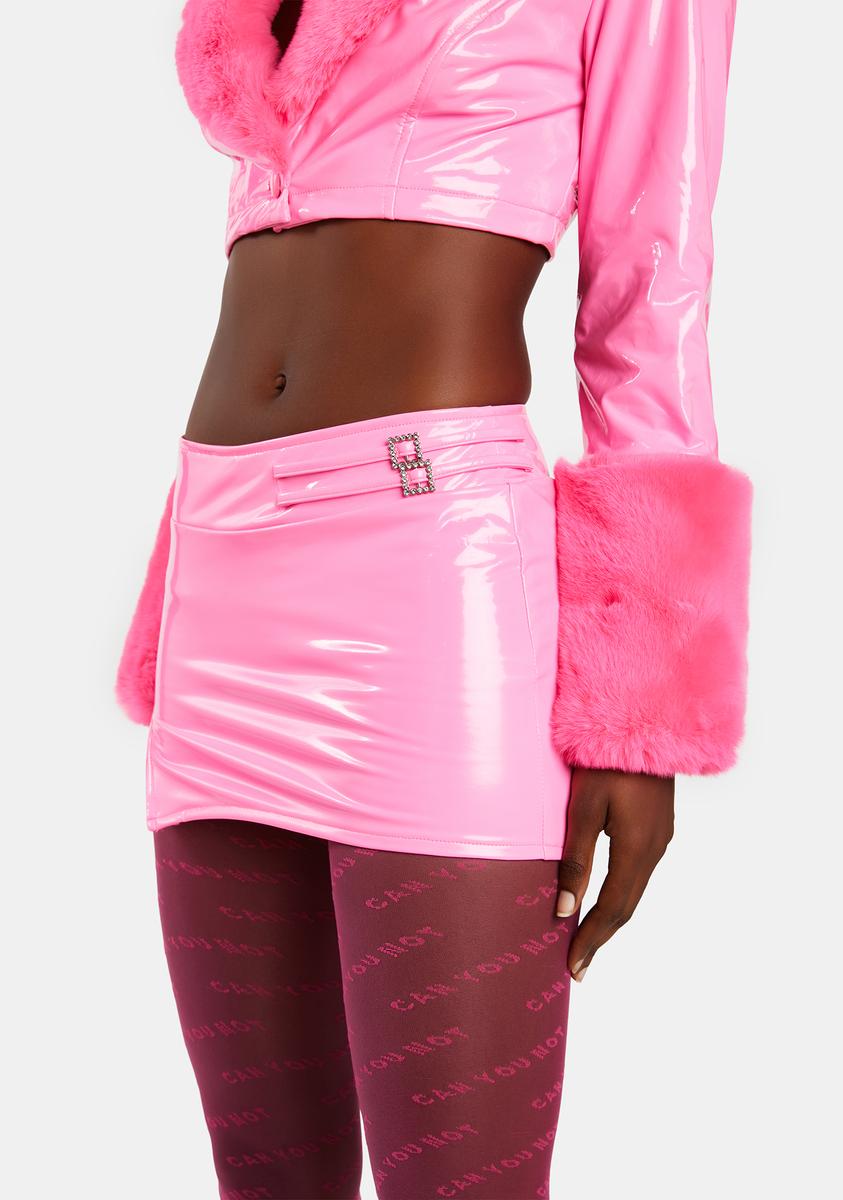 PVC Vinyl Low Waist Mini Skirt - Pink – Dolls Kill