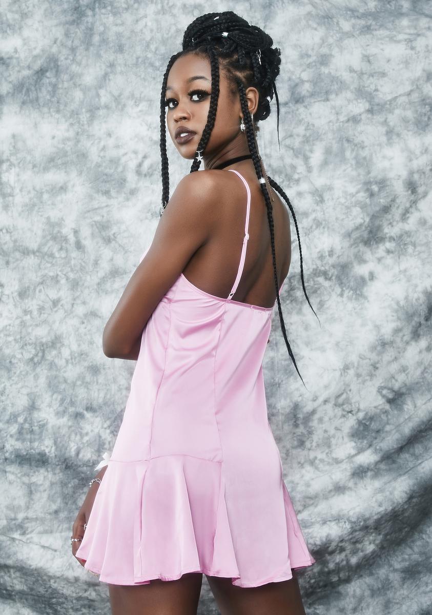 dolls kill pink satin dress Prom Night Prophecy Slip Dress