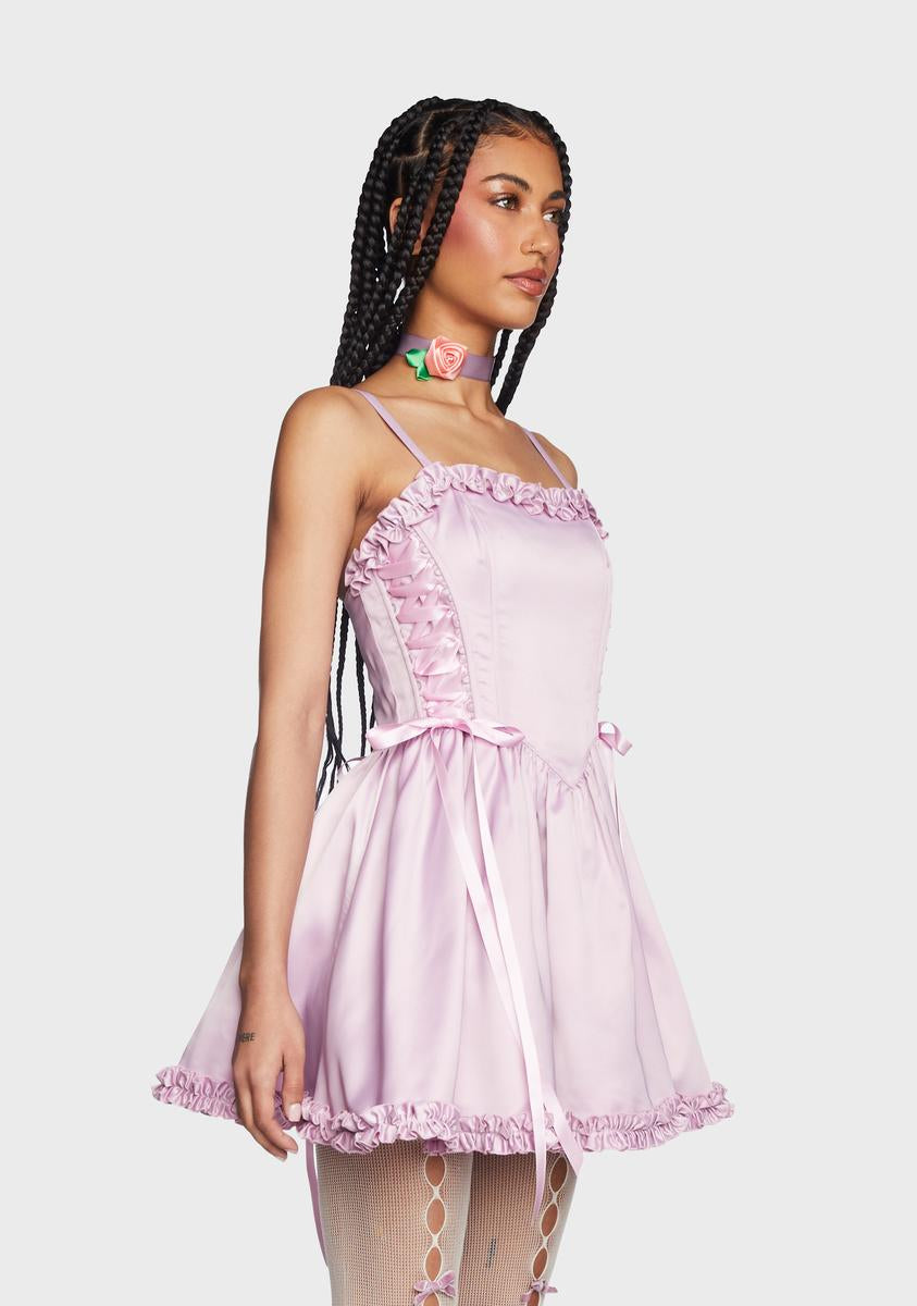 Sugar Thrillz Satin Ruffle Corset Mini Dress - Light Purple Dolls Kill Sugar Thrillz Satin Ruffle Corset Mini Dress - Light Purple Dolls Kill