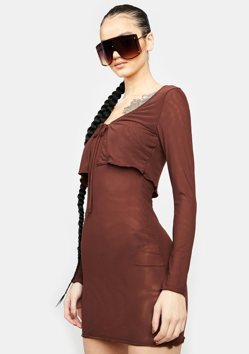Mesh Cardigan Mini Dress